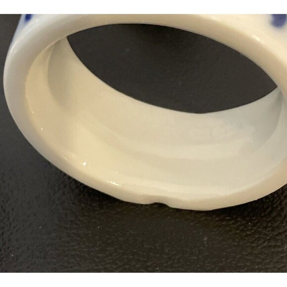 Vintage Gerold Porzellan Bavaria Blue Onion Napkin Rings Set Of 6 FLAW‎ - Picture 3 of 4